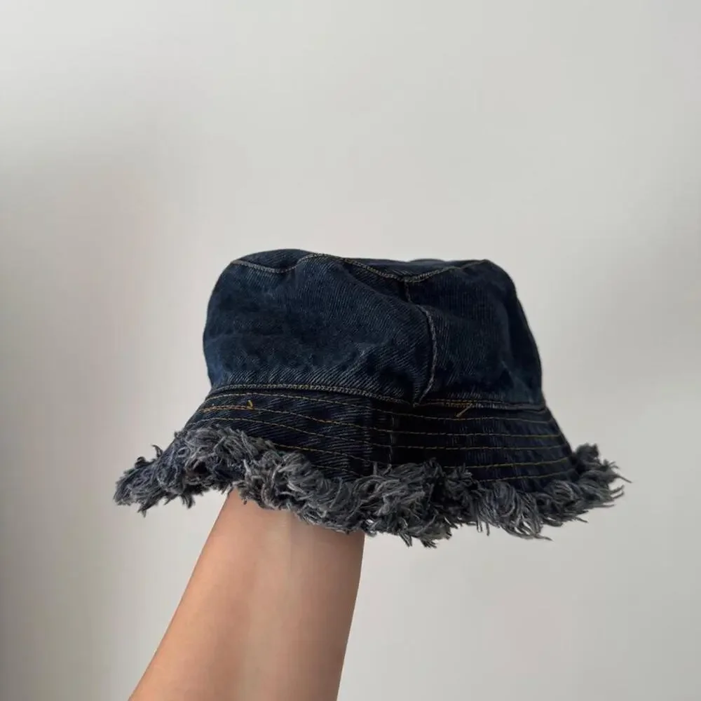 Y2k denim bucket hat with